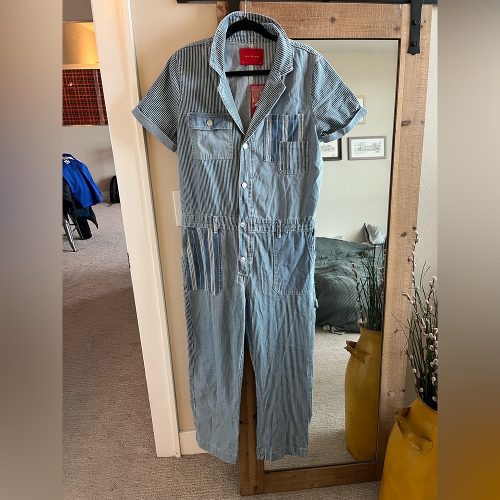 Short Sleeve Denim Jumpsuit
